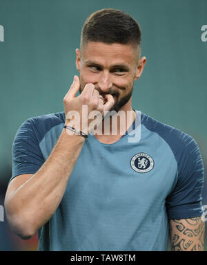 Baku, Azerbaïdjan. 28 mai, 2019. Olivier Giroud prend part à la formation finale du FC Chelsea au Stade Olympique. La finale de l'Europa League entre Chelsea FC et Arsenal FC aura lieu ici le 29 mai 2019. Credit : Arne Dedert/dpa/Alamy Live News Banque D'Images