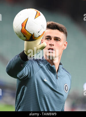 Baku, Azerbaïdjan. 28 mai, 2019. Gardien de Kepa Arrizabalaga participe à la formation finale du Chelsea FC au Stade Olympique. La finale de l'Europa League entre Chelsea FC et Arsenal FC aura lieu ici le 29 mai 2019. Credit : Arne Dedert/dpa/Alamy Live News Banque D'Images