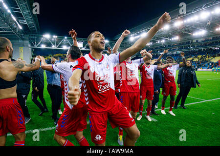 Arnhem, Pays-Bas. 28 mai, 2019. ARNHEM, 28-05-2019, l'Eredivisie néerlandaise, saison 2018, GelreDome - 2019. Utrecht célébrant la victoire après la partie Vitesse - FC Utrecht (play-off) . Credit : Pro Shots/Alamy Live News Banque D'Images