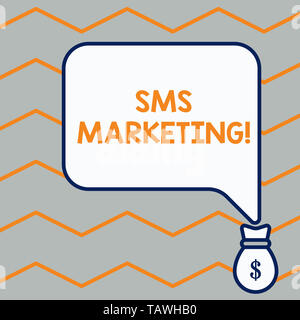 Texte de l'écriture Sms marketing. Photo conceptuelle des technologies efficaces pour conserver les clients et invitant les clients de poche Sac de mille dollars de l'argent w Banque D'Images