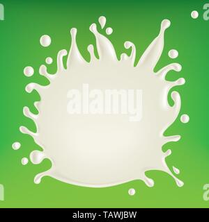 Illustration vecteur eps10. Abstract splash de lait réaliste sur fond vert isolé. Illustration de Vecteur