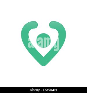 L'emplacement de la broche forme amour symbole vecteur modèle de conception de logo graphique Illustration de Vecteur