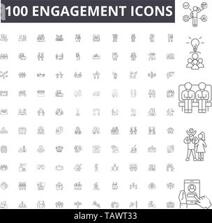 Les icônes de la ligne d'engagement, de signes, de vector set, contours concept illustration Illustration de Vecteur