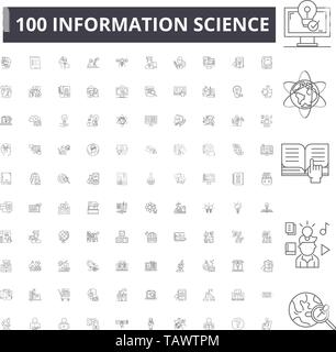 La science de l'information ligne icônes, signes, vector set, contours concept illustration Illustration de Vecteur