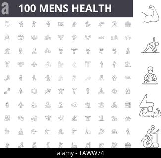 Mens Health line icônes, signes, vector set, contours concept illustration Illustration de Vecteur