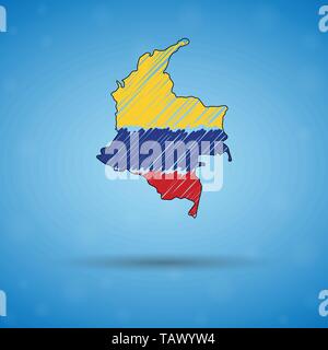 Scribble carte de la Colombie. Sketch carte du pays pour l'infographie, des brochures et des présentations, des croquis stylisé de la Colombie. Vector illustration Illustration de Vecteur