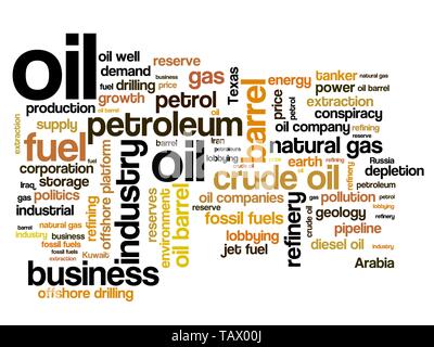 L'industrie du pétrole et de l'huile illustration nuage de mots. Collage mot concept. Banque D'Images