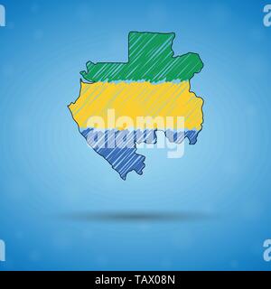 Scribble map du Gabon. Sketch carte du pays pour l'infographie, des brochures et des présentations, des croquis stylisé du Gabon. Vector illustration Illustration de Vecteur