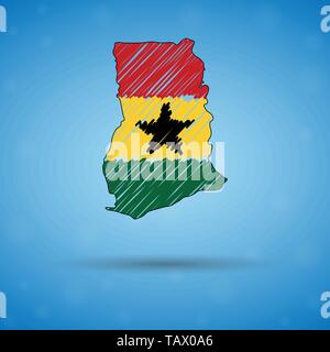 Scribble carte du Ghana. Sketch carte du pays pour l'infographie, des brochures et des présentations, des croquis stylisé du Ghana. Vector illustration Illustration de Vecteur