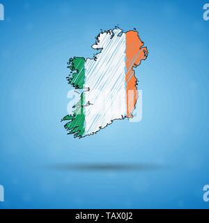 Scribble site de l'Irlande. Sketch carte du pays pour l'infographie, des brochures et des présentations, des croquis stylisé de l'Irlande. Vector illustration Illustration de Vecteur