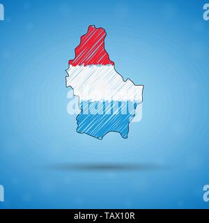 Scribble map du Luxembourg. Sketch carte du pays pour l'infographie, des brochures et des présentations, des croquis stylisé de Luxembourg. Vector illustration Illustration de Vecteur