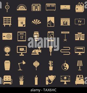 Icons set meubles de style simple, Illustration de Vecteur