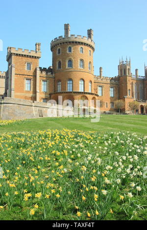Château de Belvoir, siège du Duc de Rutland, Leicestershire, England, UK - printemps Banque D'Images