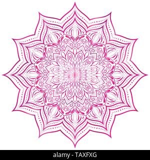 Mandala rose sur fond blanc. Illustration de Vecteur