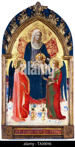Fra Angelico, vierge et l'enfant avec deux anges, peinture, 1420 Banque D'Images
