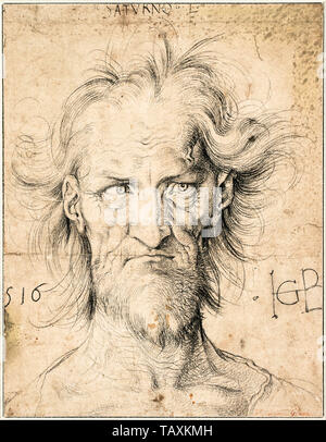 Albrecht Dürer, chef d'un vieil homme barbu (Saturne), dessin, 1516 Banque D'Images