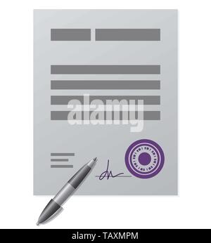 Illustration de l'entreprise financement modèle de contrat avec stylet Illustration de Vecteur