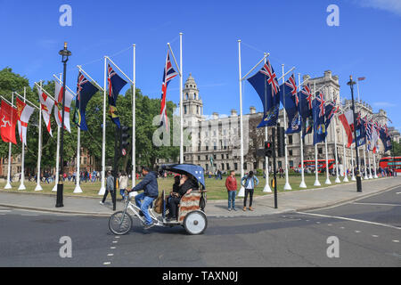 Commonwealth drapeaux nationaux vu affichée à la place du Parlement à Londres. Banque D'Images