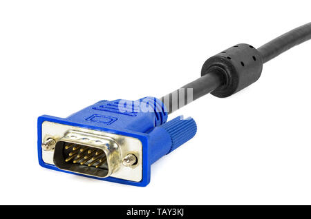 Connecteur VGA isolé sur fond blanc avec clipping path Banque D'Images