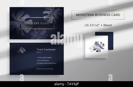 Carte de visite en couleur graphite avec Monstera Illustration de Vecteur