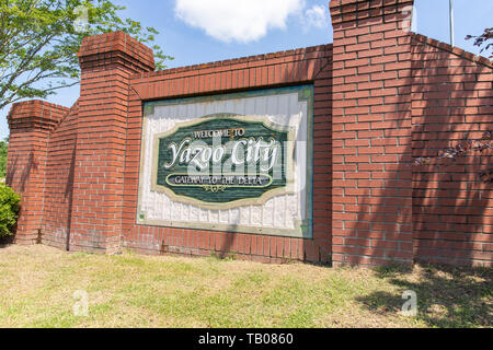 Yazoo City, MS/ USA - 16 mai 2019 : Yazoo City panneau de bienvenue. Gateway à Delta Banque D'Images