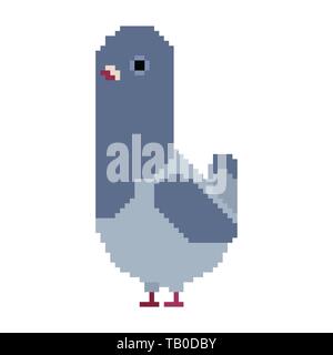 Dove pixel art isolé. pigeon 8 bits. Illustration de Vecteur