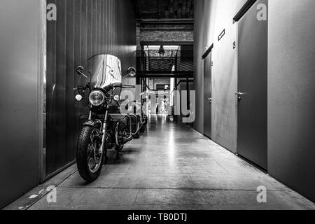 BERLIN - 11 MAI 2019 : de moto Moto Guzzi V1000 Convert. Noir et blanc. 32ème Journée Oldtimer Berlin-brandebourg. Banque D'Images