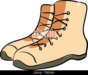 Brown bottes militaires de l'armée de terre isolé sur fond blanc, bottes militaires américaines de combat Illustration de Vecteur