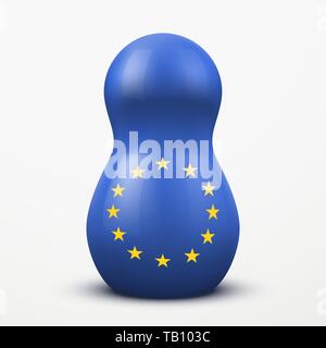 Poupées de tradition russe matrioshka dans le style drapeau de l'UE. Illustration de Vecteur