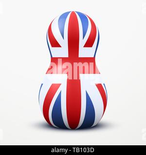 Poupées de tradition russe matrioshka de style drapeau britannique. Illustration de Vecteur