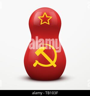 La tradition russe matrioshka dolls en URSS style drapeau. Illustration de Vecteur