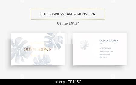 Carte de visite en couleur graphite avec Monstera Illustration de Vecteur