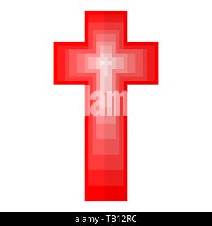 Pixel art design de croix chrétienne. Vector illustration. Résumé croix chrétienne en pixel isolé de style Illustration de Vecteur