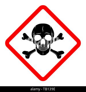 Tête de mort, le logo d'avertissement ou d'attention. Vector illustration. Une note de l'avertissement de danger isolé Illustration de Vecteur