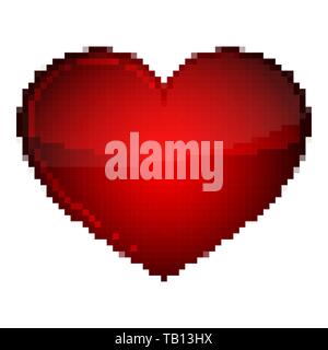 Coeur rouge en pixel style. Vector illustration. Résumé icône de cœur isolé Illustration de Vecteur
