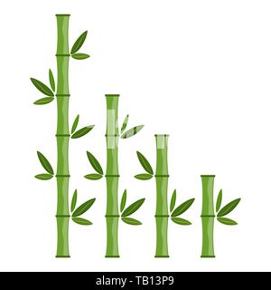 Branches et feuilles de bambou vert. Vector illustration. Les tiges de bambou. L'icône de bambou. Illustration de Vecteur
