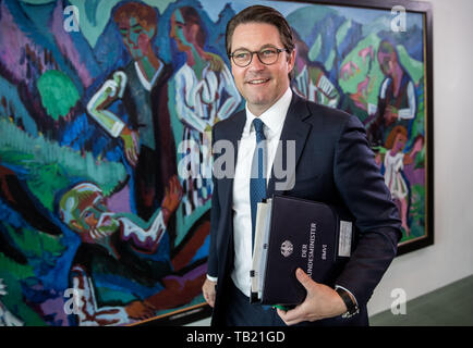 Berlin, Allemagne. 29 mai, 2019. Andreas Scheuer (CSU), Ministre fédéral des Transports et de l'infrastructure numérique, assiste à la réunion du Cabinet fédéral à la chancellerie. Crédit : Michael Kappeler/dpa/Alamy Live News Banque D'Images