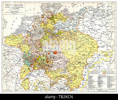 Carte historique de l'Allemagne et l'Europe après la Paix de Westphalie, 1648, 17e siècle, Landkarte von Deutschland und Europa nach dem Westfälischen Frieden, 1648, Banque D'Images