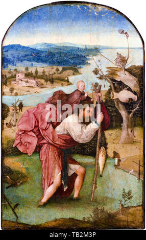 Hieronymus Bosch, Saint Christopher porter l'enfant Christ, peinture des premiers pays-Bas, vers 1496 Banque D'Images