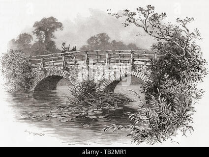 Vieux pont sur la rivière Cherwell, Cropredy, Oxfordshire, Angleterre. La bataille de Cropredy Bridge a été combattu ici le 29 juin 1644 pendant la guerre civile anglaise. Photos de l'anglais, publié en 1890. Banque D'Images