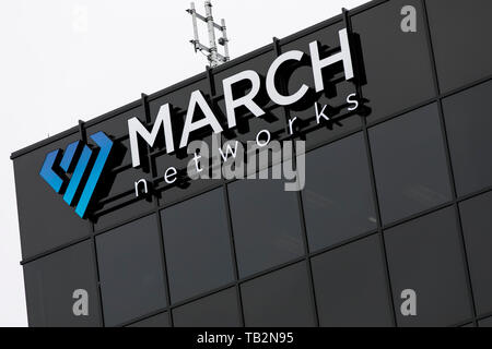 Un logo affiche à l'extérieur de l'établissement occupé par les réseaux de mars à Ottawa, Ontario, Canada, le 20 avril 2019. Banque D'Images