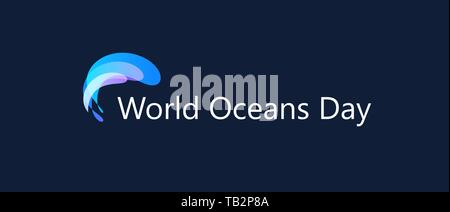 Modèle de conception de la Journée mondiale des océans. Protéger la santé de l'océan symbole graphique. Soins de la nature logo. Planète environnement illustration vectorielles. Illustration de Vecteur