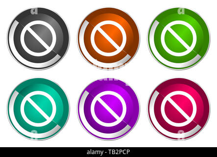 Accès refusé Icon Set en métal argenté, boutons web Banque D'Images