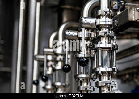 Close-up of beer brewery (petite bière Brew Co, London, UK) Banque D'Images