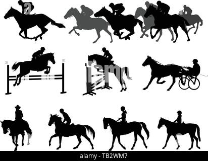 Silhouettes des chevaux. jeu de sport équestre et de loisirs - vector Illustration de Vecteur