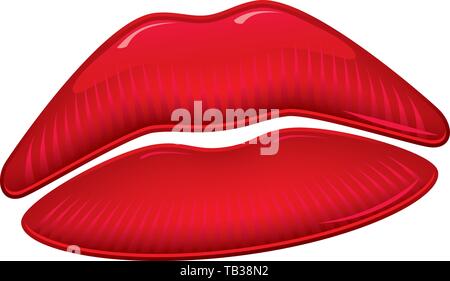 Vector illustration. Femme brillant lèvres rouge isolé sur blanc. Illustration de Vecteur