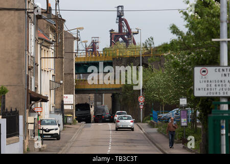 02.05.2018, 112, Grand Est, France - une ville structurellement faible en Lorraine, a choisi un candidat du Front National en tant que maire en 2014, avec Blast Banque D'Images