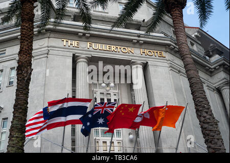 06.02.2019, Singapore, Singapour, Singapour - une vue sur le Fullerton Hotel Singapore, qui est situé le long de la rivière Singapour, au coeur de la Banque D'Images