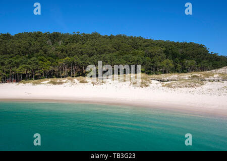 Plage de Praia de Rodas au îles Cies, Galice, Espagne, Europe Banque D'Images