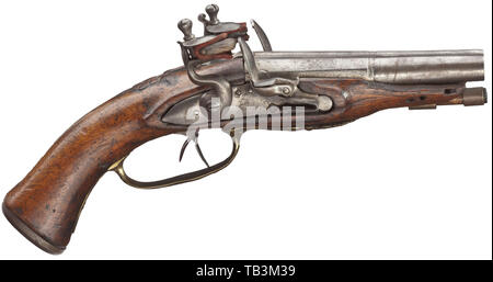 Les petites armes, pistolets, double pistolet à silex, calibre 11 mm, Dueost, Rennes, France, vers 1780, Additional-Rights Clearance-Info-Not-Available- Banque D'Images